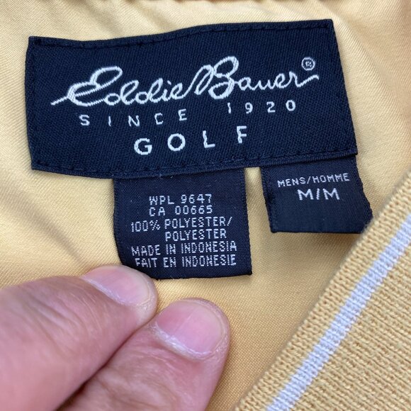 Vintage Eddie Bauer Golf Windbreaker Jacket Pullover V-Neck Men Medium M Yellow - Picture 4 of 15